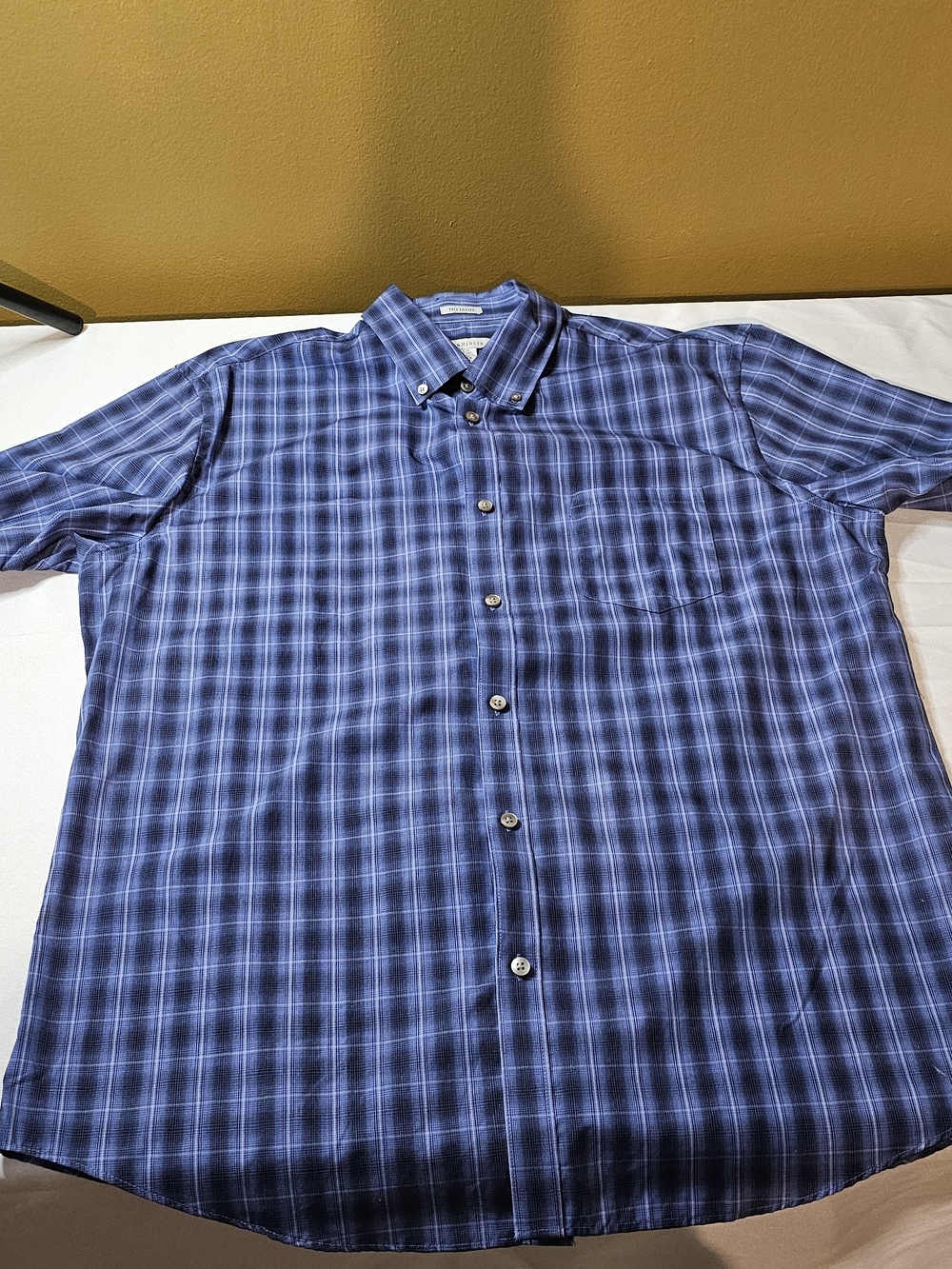Men's Blue Plaid Button-Down Shirt
